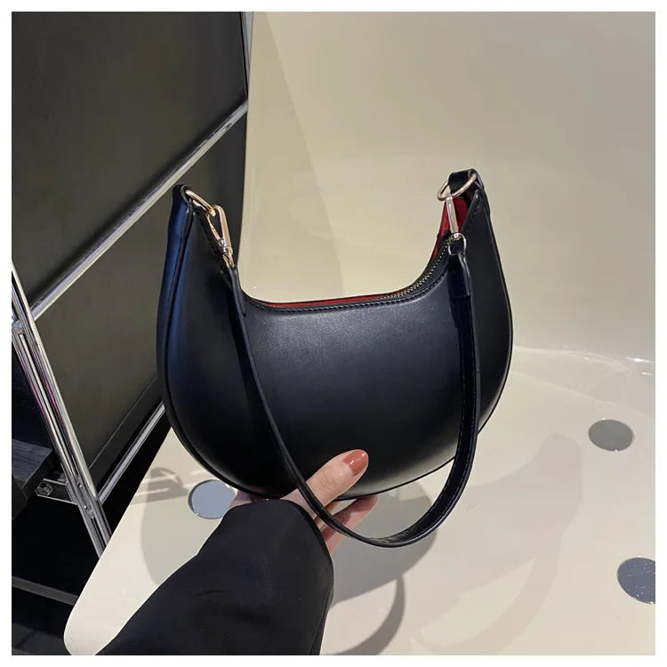Crescent Moon Chic Leather Handbag