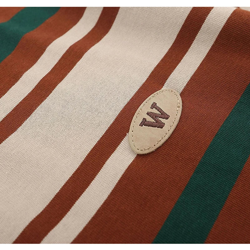 Oversized Retro Stripe Polo T-Shirt