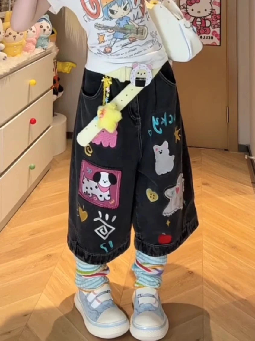 Indie Summer Cute Cartoon Jorts