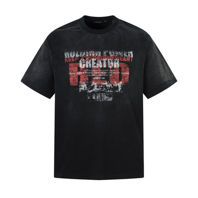 Y2K Distressed Print Short Sleeve T-Shirt