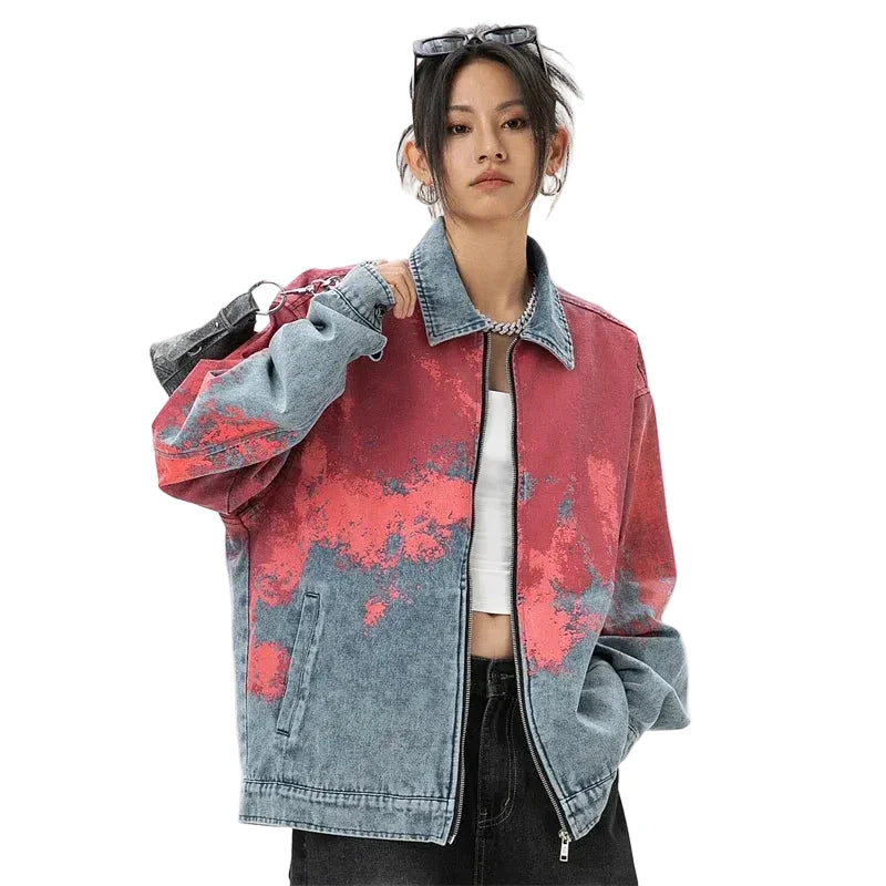 Weird Core Tie-dye Cowboy Denim Jacket