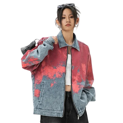 Weird Core Tie-dye Cowboy Denim Jacket