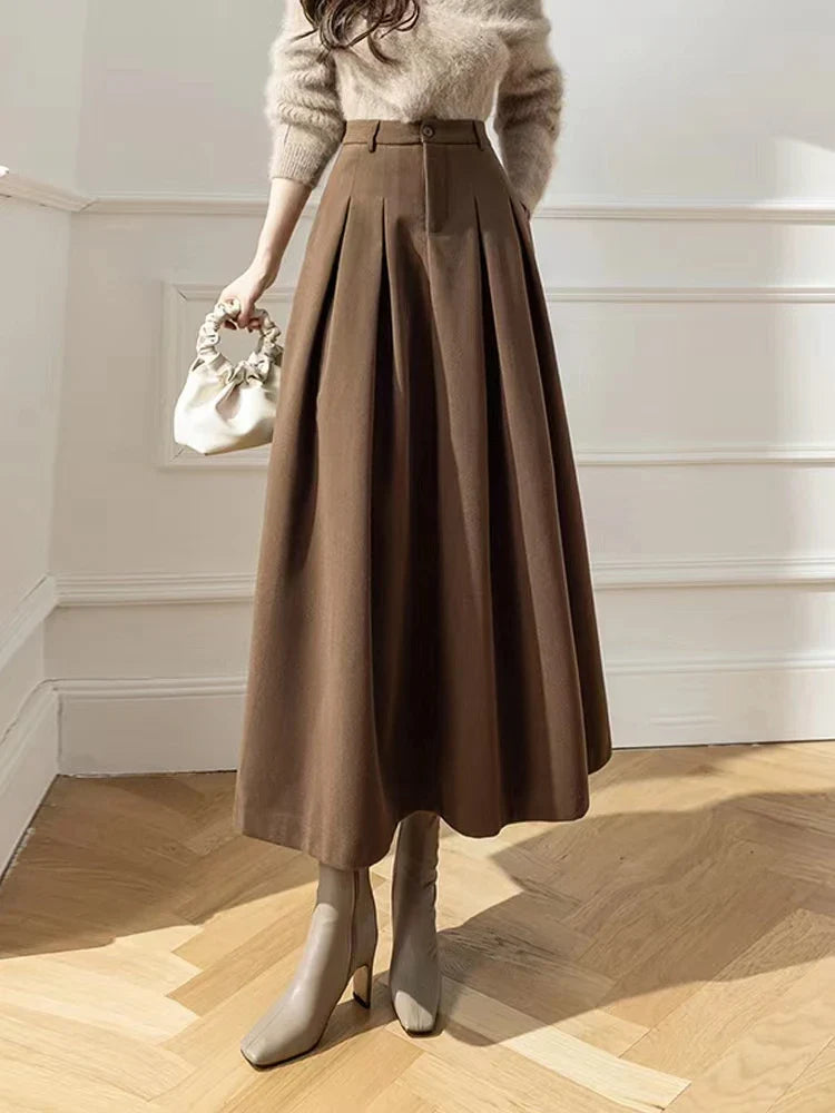 Dark Academia Elegant Midi Skirt