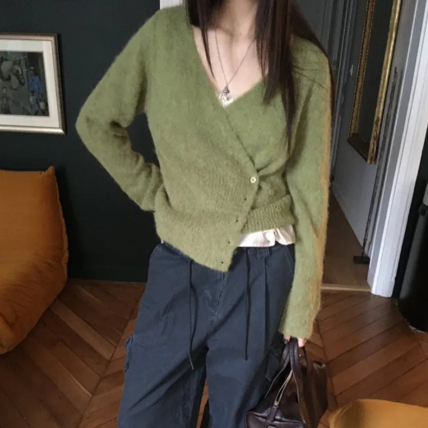 V-neck Wrap Knit Cardigan