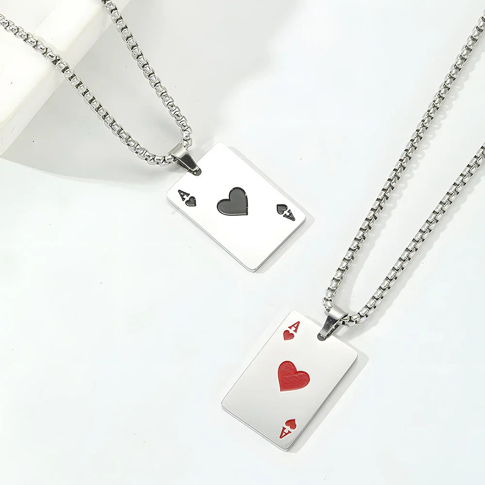 Stainless Steel Poker Card Necklaces