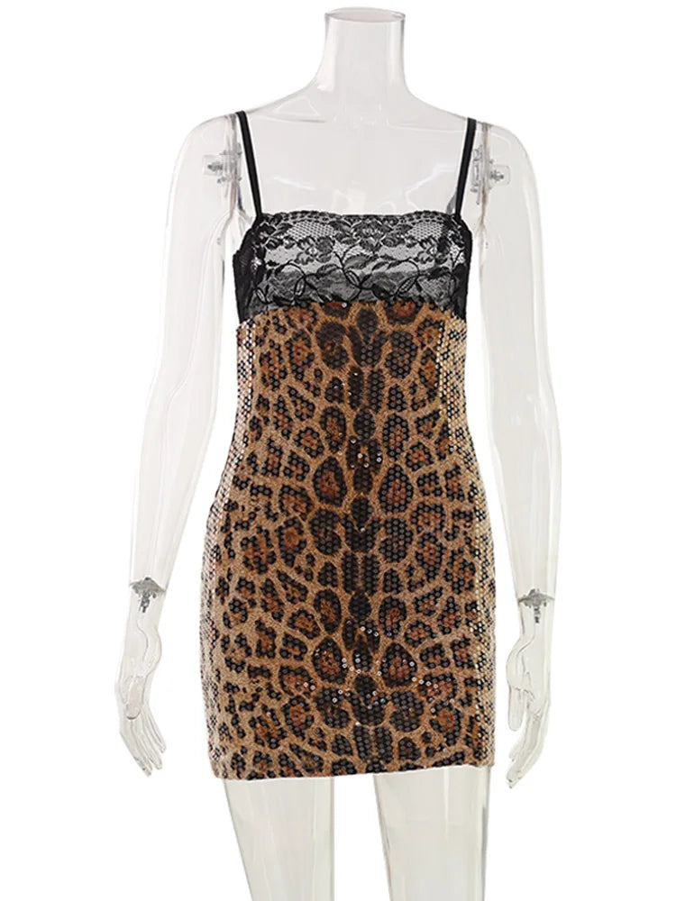 Camisoeles Leopard Sequin Mini Dress