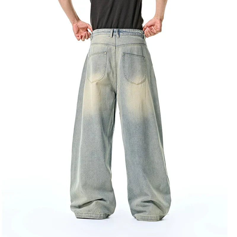 Vintage Loose Fit Wide Leg Washed Jeans