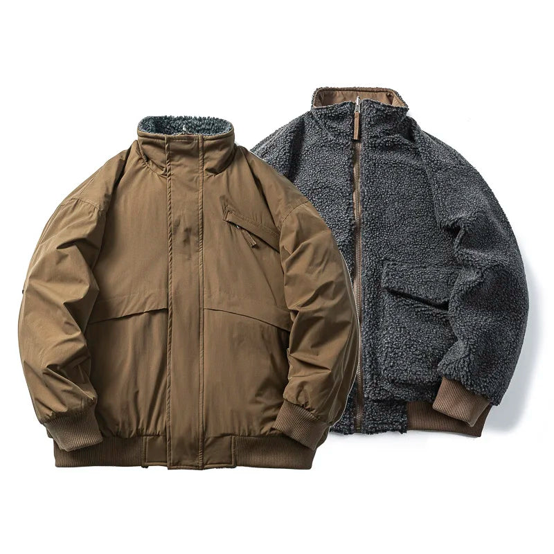 Faux Fur Thicken Cargo Puffer Jacket