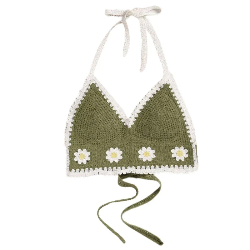 Handmade Knitted Boho Beach Camisoles Crochet Bikini