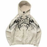Retro Gray Zipper Oversized Hoodie