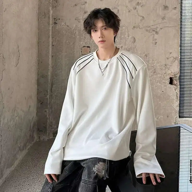 Padded Round Collar Long T-Shirt