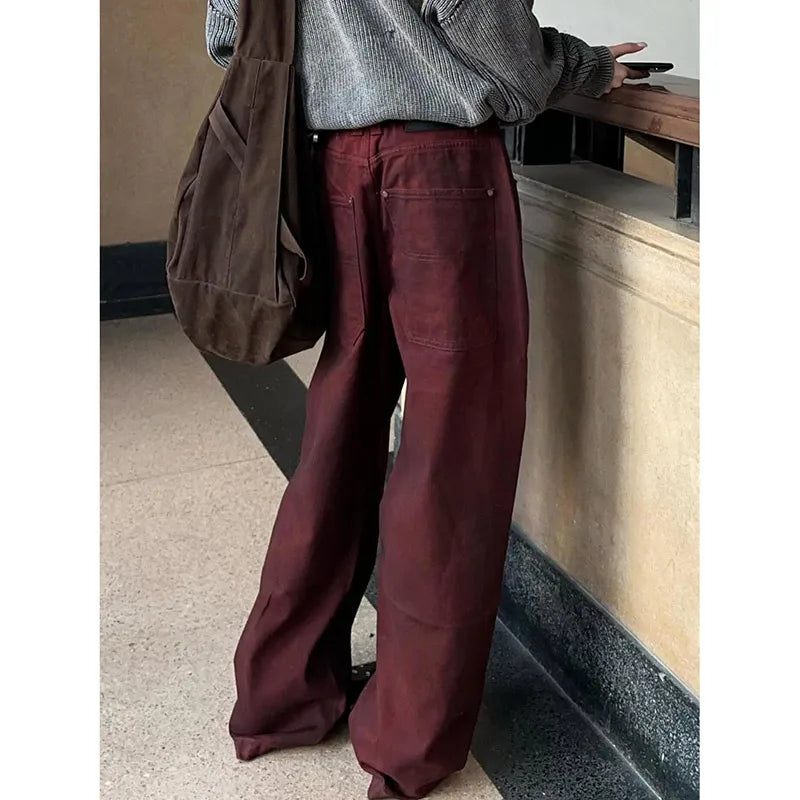 Burgundy Low Waist Jeans