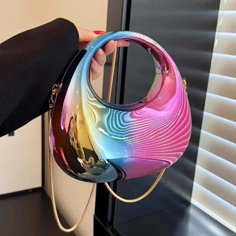 Shiny Modern Crescent Handbag
