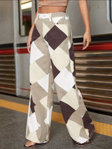 Vintage Plaid High Waist Straight Pants