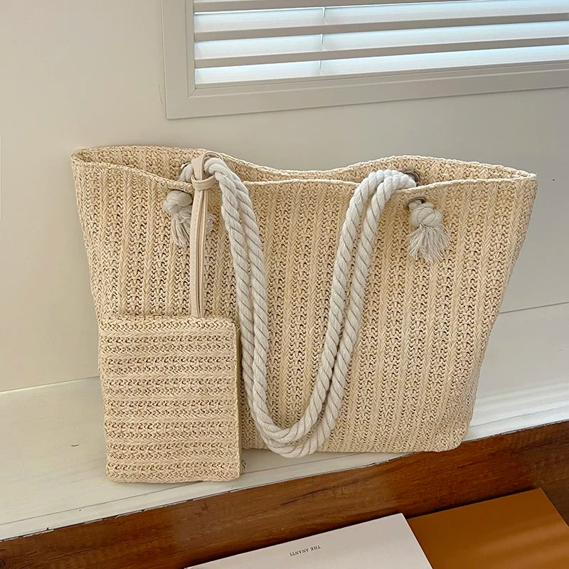 Knitted Rope Handle Shoulder Bag