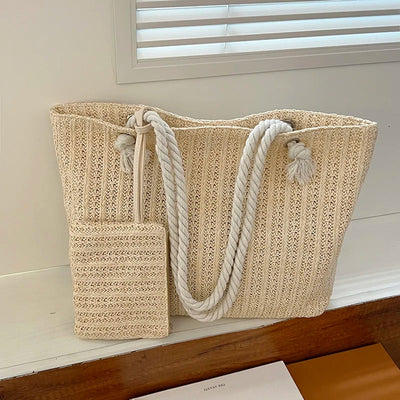 Knitted Rope Handle Shoulder Bag
