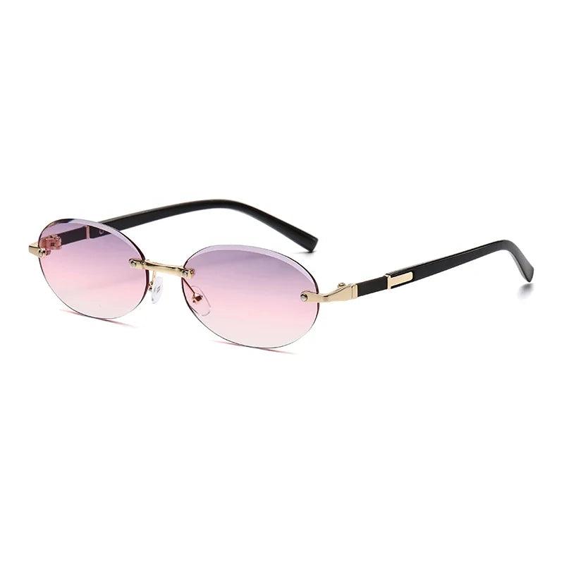 Luxury Oval Frame Metal Sunglasses