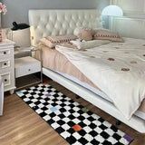 Black Checkered Bedroom Rug