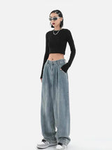 Light Blue Straight Leg Jeans