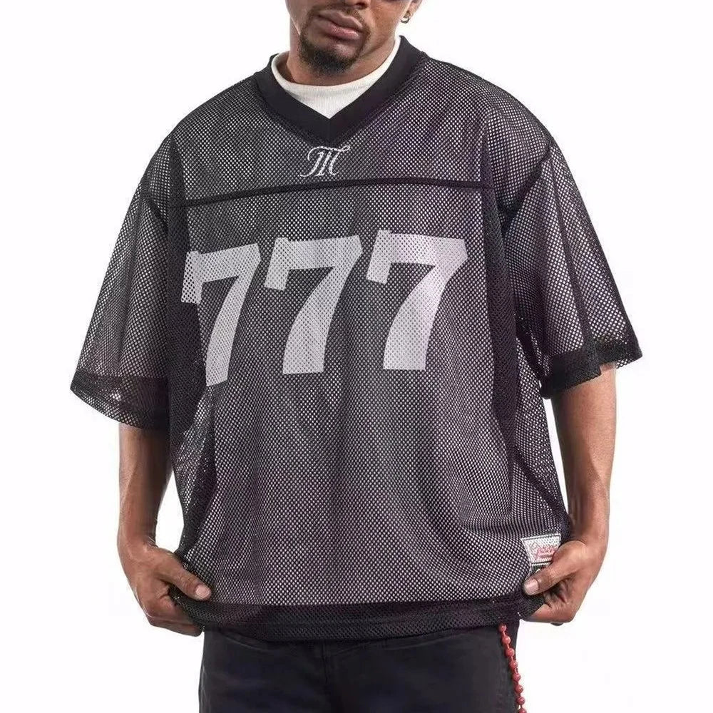 777 Breathable Mesh Hollow Retro T-Shirt