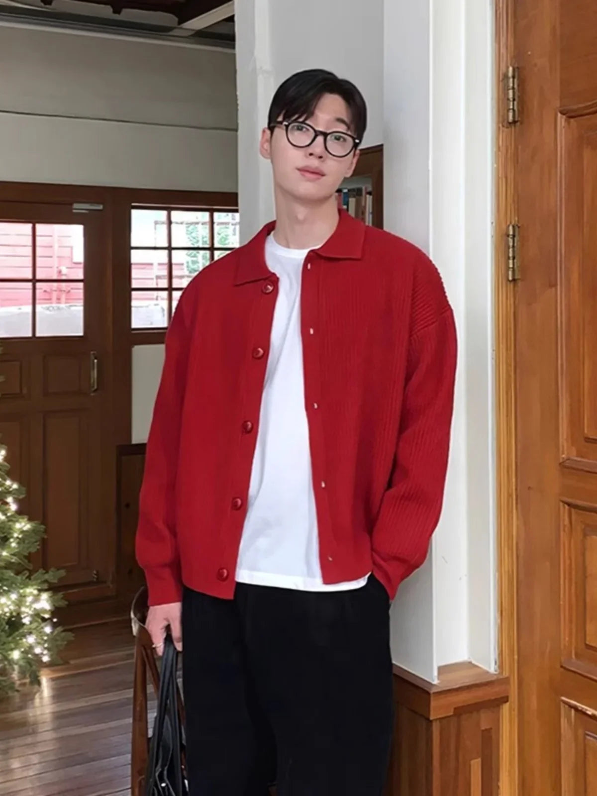 Ribbed Knitted Buttons Cardigan