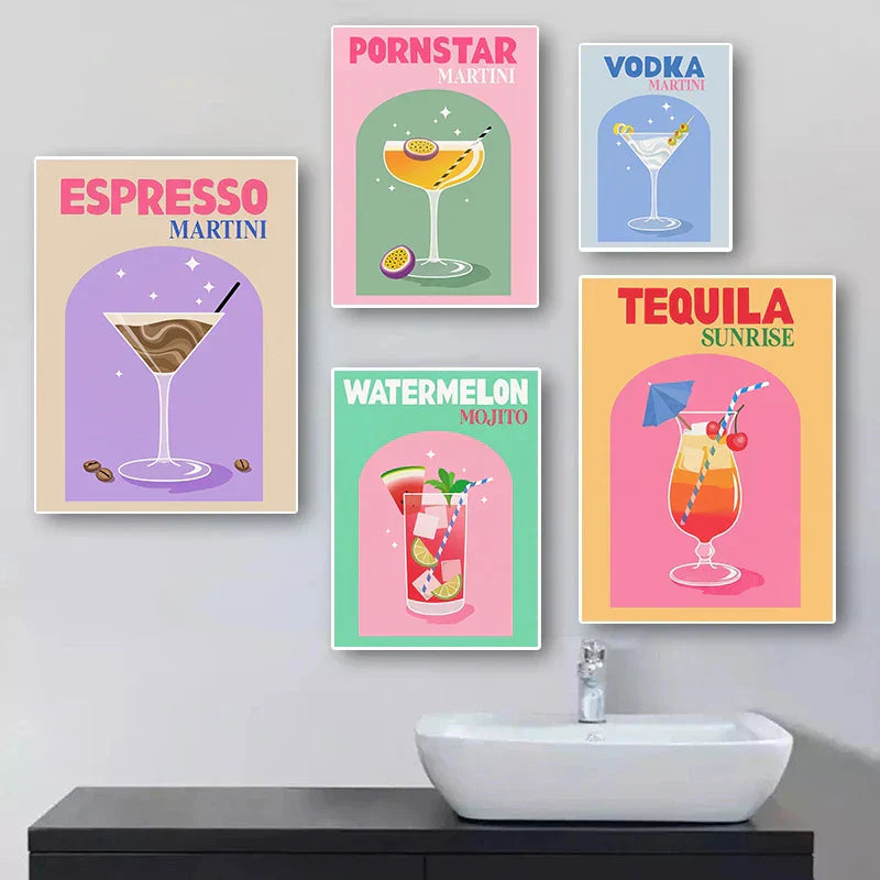 Colorful Cocktail Drinks Posters