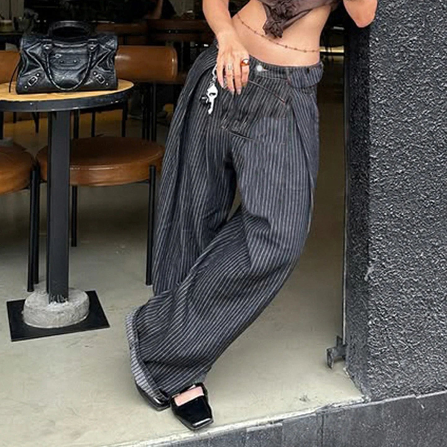 Y2K Stripped Women's Wide Leg Jeans
