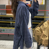 Plaid Oversized Blue Button-Up Shirt
