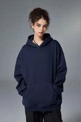 Einfacher Minimalistischer Fleece Hoodie in Uni-Farben