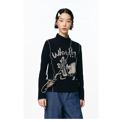 Y2K Cactus Cat Long Sleeve Top