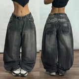 Grunge Embroidery Red Jeans
