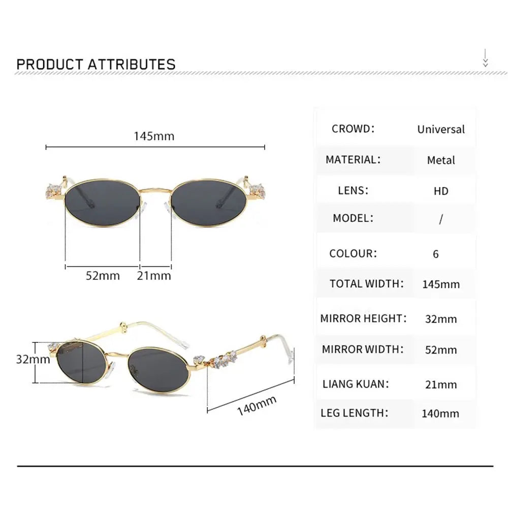 Bling Rhinestone Oval Sunglasses
