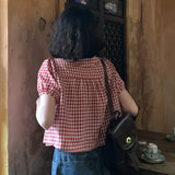 Vintage Red Plaid Girlish Shirt