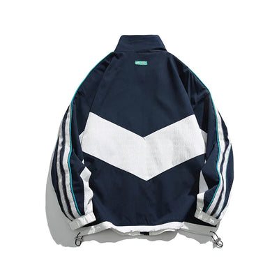 Lightweight Blue Patchwork Windbreaker Jacket
