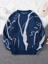 Weirdcore Abstract Pattern Round Neck Sweater