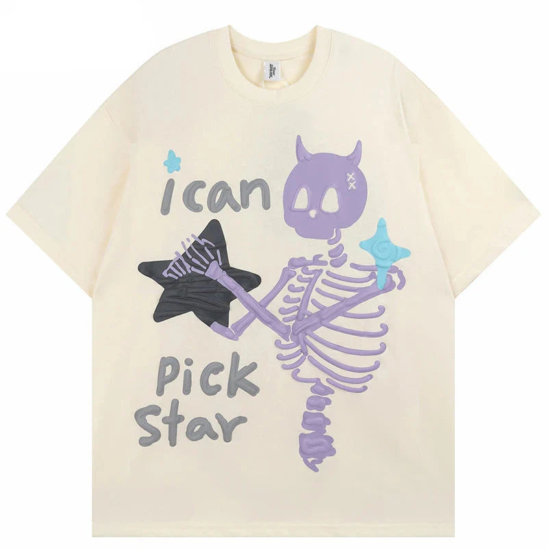 Y2K Skeleton I Can Pick Star T-shirt
