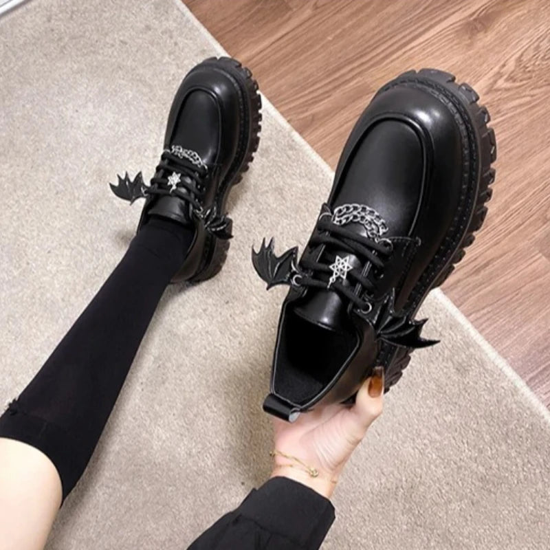 Grunge Bat Wings Platform Oxford Shoes