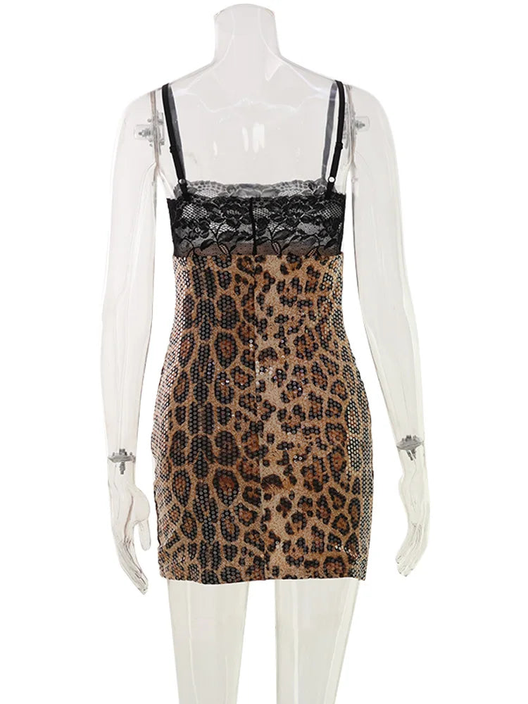 Camisoeles Leopard Sequin Mini Dress