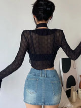 Grunge Black Women's Ruffled Blouse