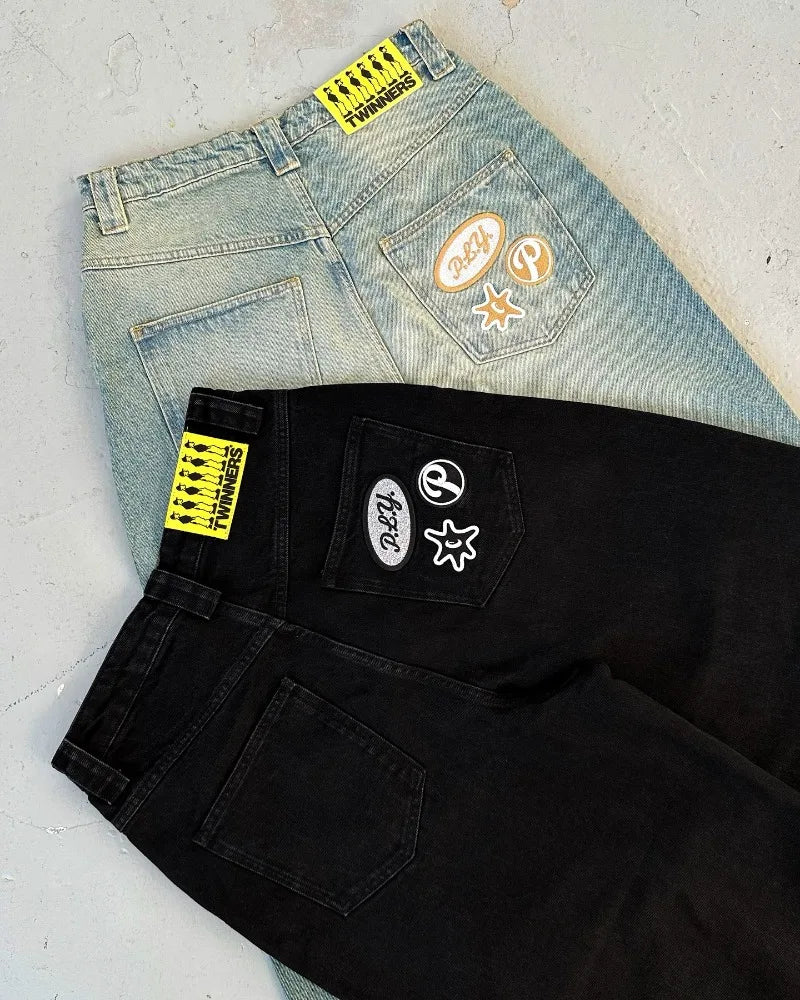 Embroidered Y2K Baggy Jeans