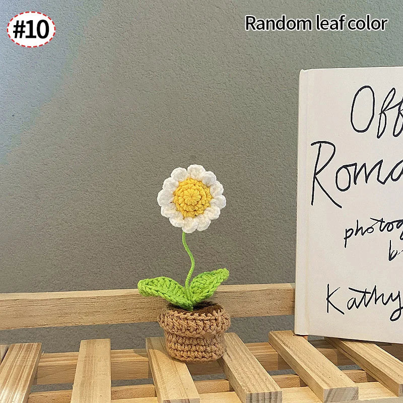 Crochet Knitted Potted Flowers Homemade