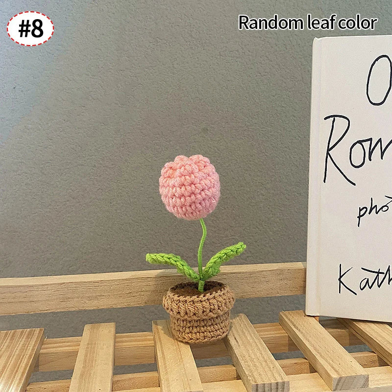 Crochet Knitted Potted Flowers Homemade
