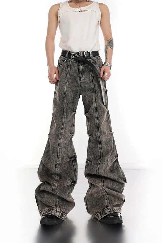 High Waisted Cyberpunk Washed Jeans