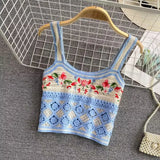 Vintage Knitted Retro Crochet Women Cropped Tank Tops