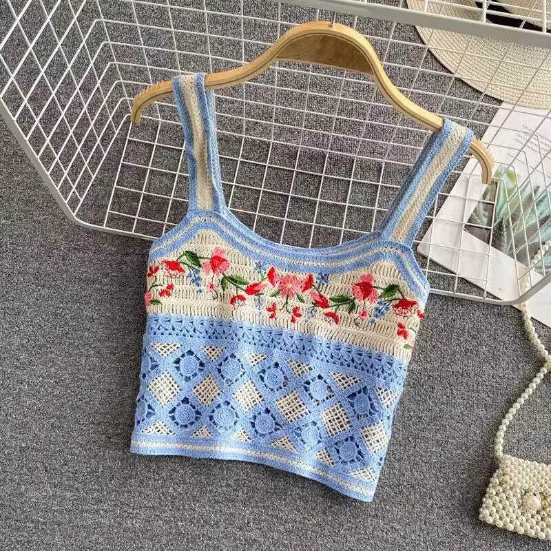 Vintage Knitted Retro Crochet Women Tank Tops