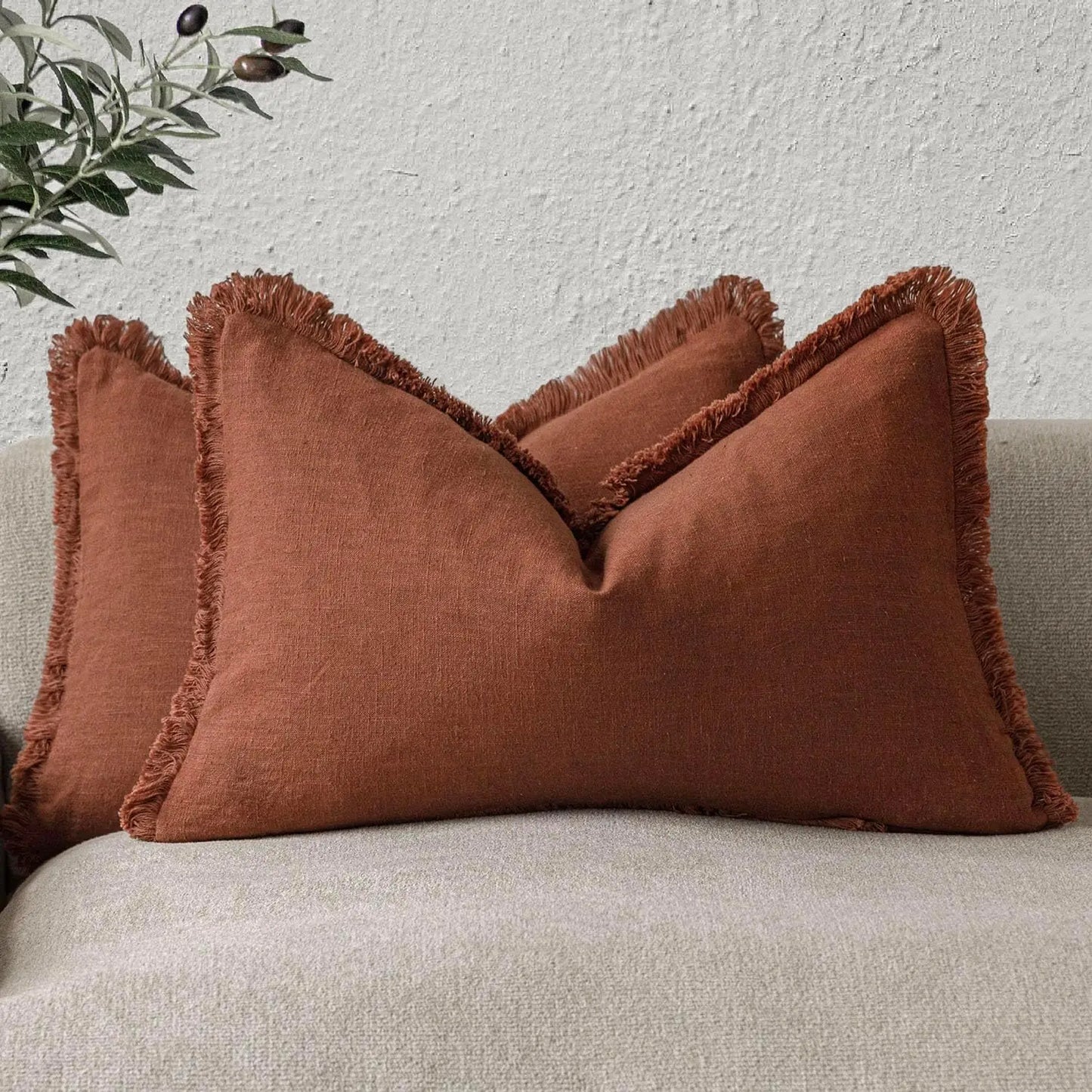 Decorative Linen Fringe Pillow Covers