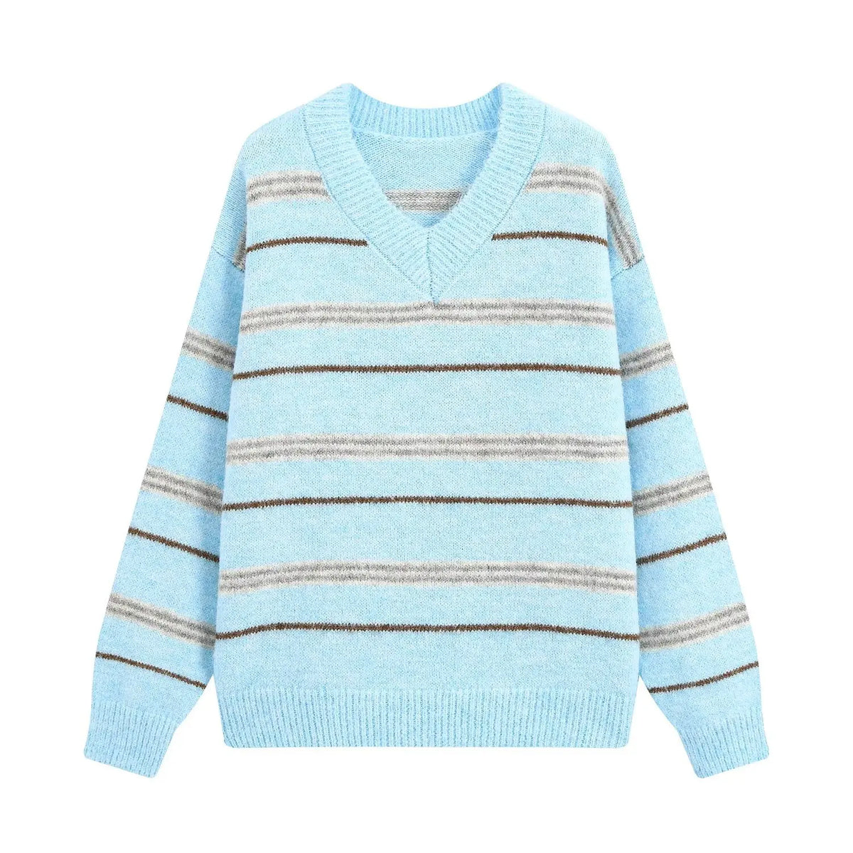 V-neck Stripped Sweater