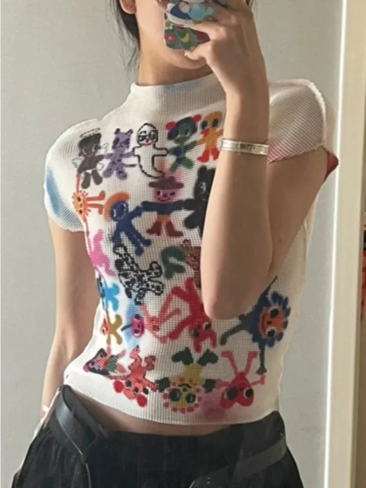 Punk Cartoon Figures Graphic Top