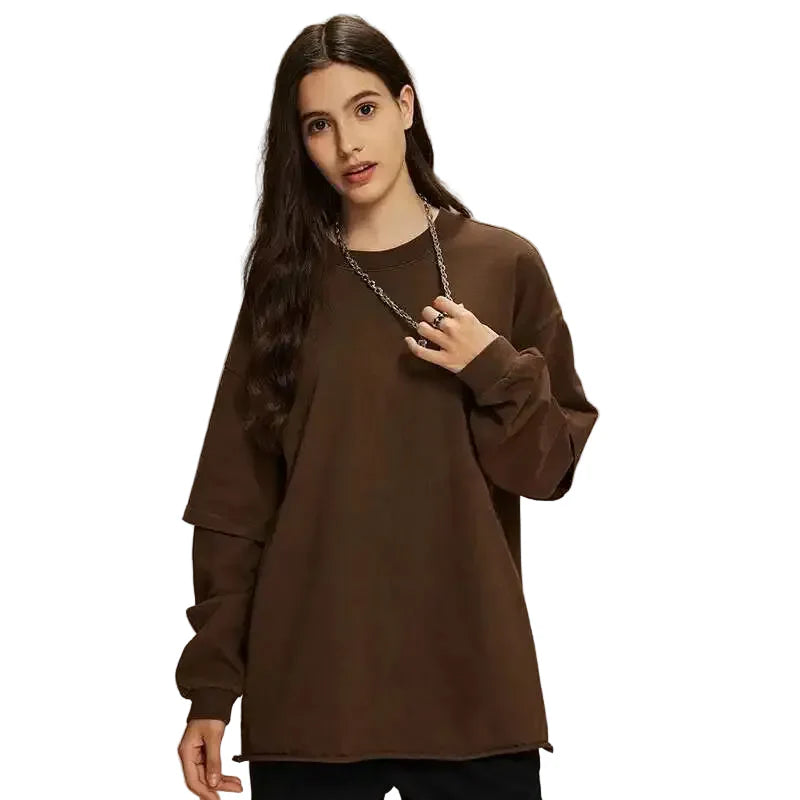 Curled Edge Round Neck T-Shirt
