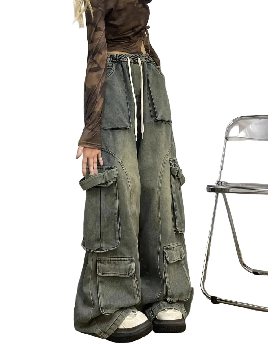 Straight Leg Multi-Pocket Cargo Jeans